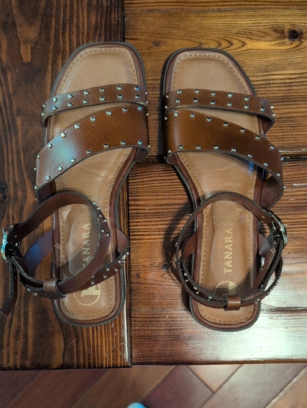Tanara Brown Studded Strappy Sandals Women's Size 5
